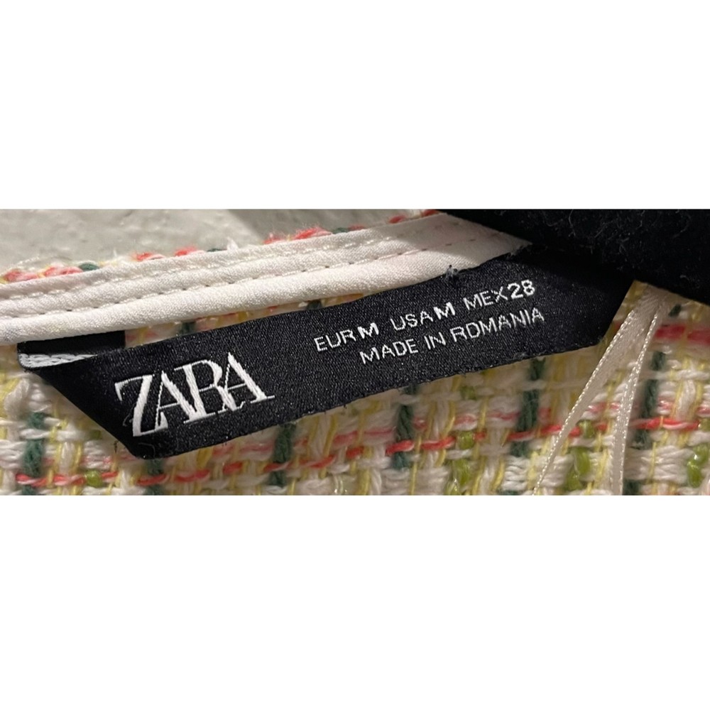 ZARA Multicolor Tweed Short Sleeve Round Neck Crop Top - Picture 3 of 4